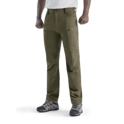 Khaki long hiking pants designed for outdoor adventure, featuring lightweight quick-dry fabric and ergonomic fit.