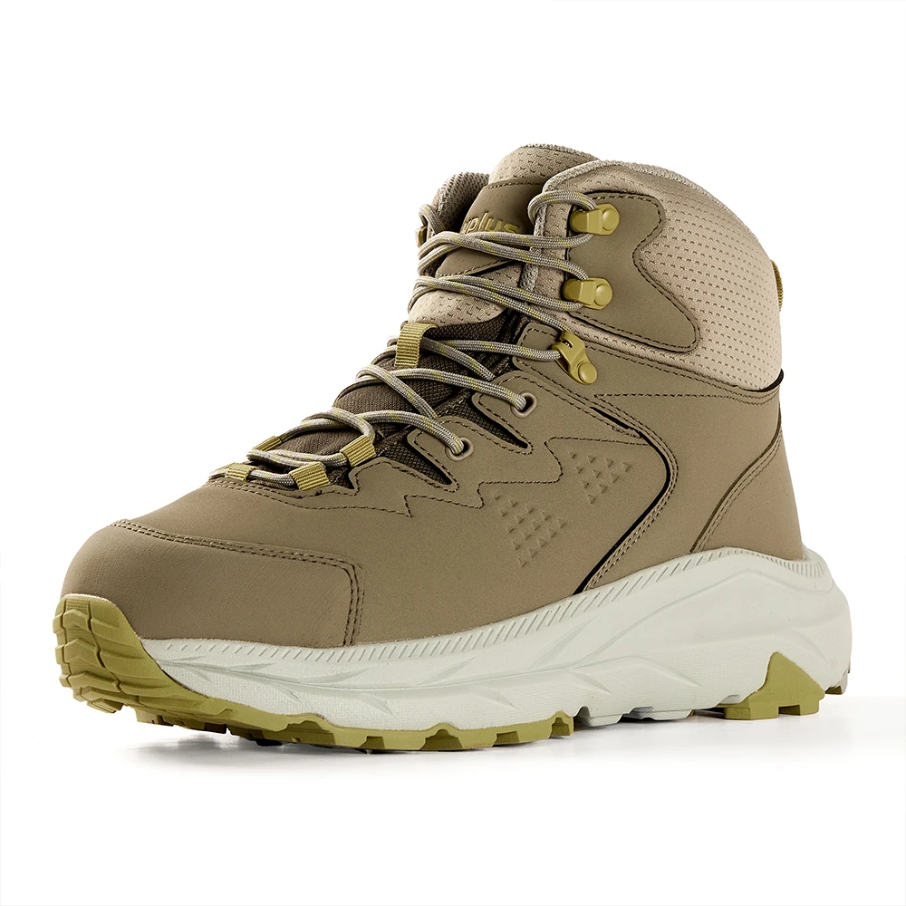 Lightweight waterproof hiking boots in khaki with breathable mesh lining and cushioned sole. Perfect for outdoor trekking, camping, or daily wear.
