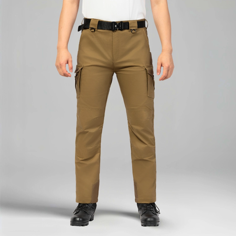 Model wearing men’s hiking pants showing fit and functional pocket design, ideal for tactical and outdoor environments.