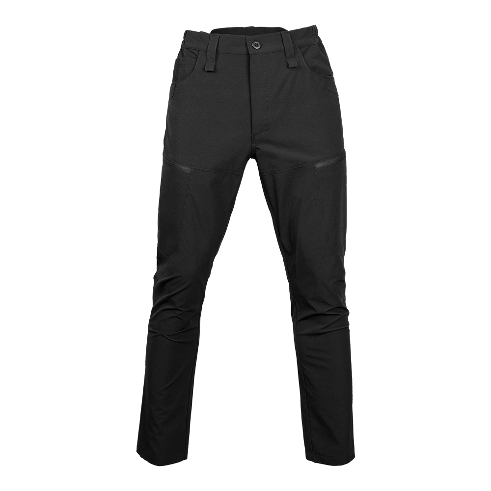 Black men’s quick dry hiking pants with lightweight fabric and flexible knee design, ideal for outdoor activities and sports.